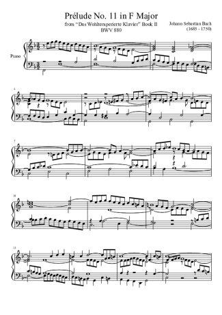 Bach  score for Piano