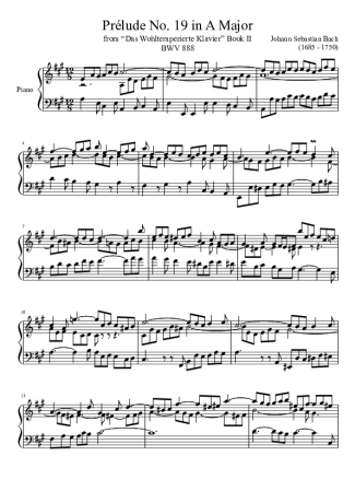 Bach  score for Piano