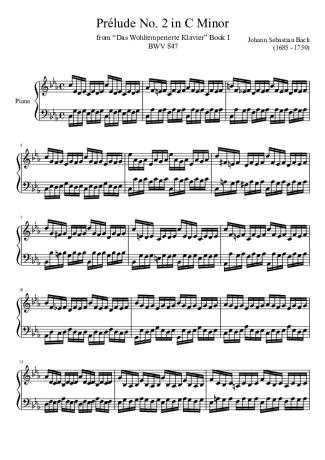 Bach  score for Piano