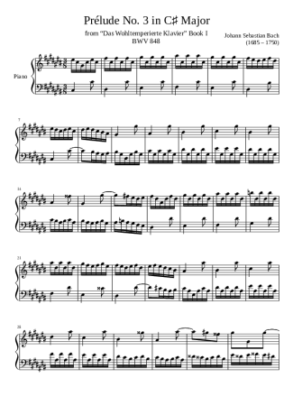 Bach  score for Piano