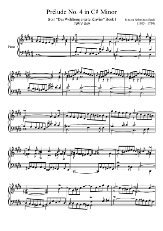 Bach  score for Piano