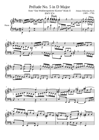 Bach  score for Piano