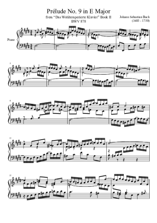 Bach  score for Piano