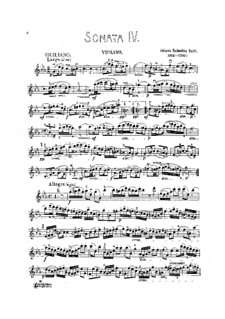 Bach  score for Violin