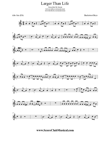 Backstreet Boys  score for Alto Saxophone