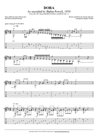 Baden Powell Dora score for Acoustic Guitar