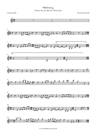 Barbra Streisand Memory score for Clarinet (Bb)