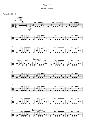 Beach Fossils  score for Drums