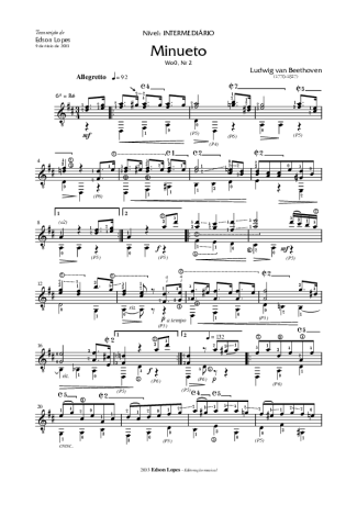 Beethoven  score for Acoustic Guitar