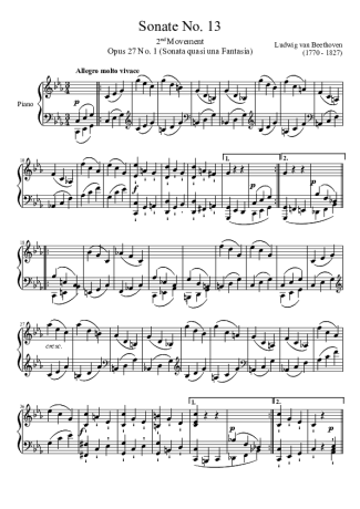 Beethoven  score for Piano