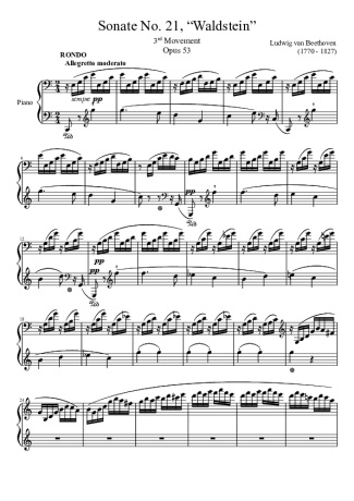 Beethoven Sonata No 21 Waldstein 3rd Movement score for Piano