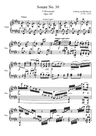 Beethoven  score for Piano