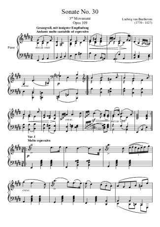 Beethoven  score for Piano