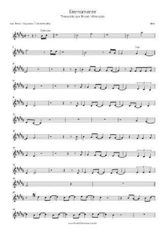 Belo Eternamente score for Clarinet (Bb)