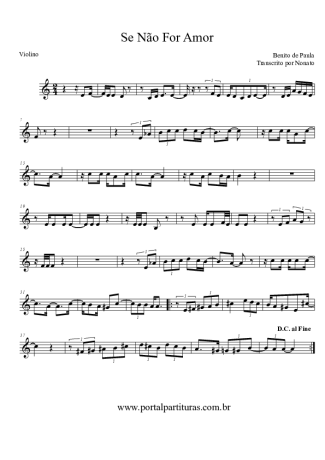 Benito di Paula Se Não For Amor score for Violin