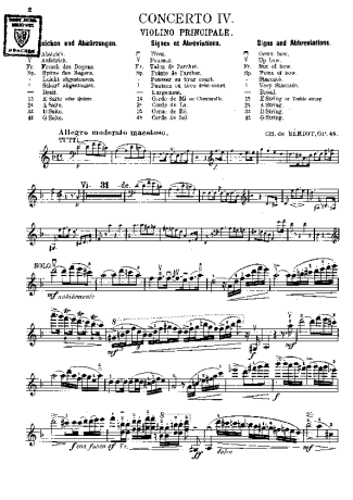 Bériot  score for Violin