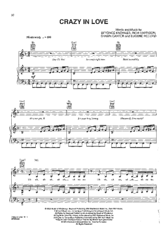 Beyoncé  score for Piano