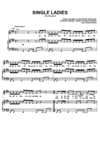 Beyoncé Single Ladies score for Piano