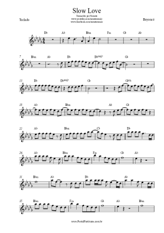 Beyoncé Slow Love score for Keyboard