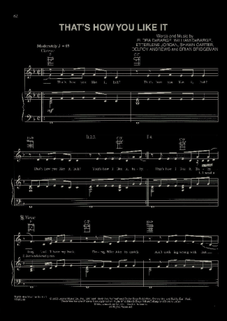 Beyoncé That´s How You Like It score for Piano