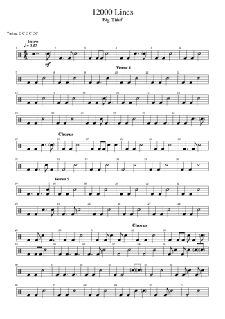 Big Thief 12000 Lines (for Brushes) score for Drums