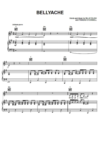 Billie Eilish Bellyache score for Piano