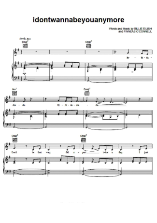 Billie Eilish Idontwannabeyouanymore score for Piano