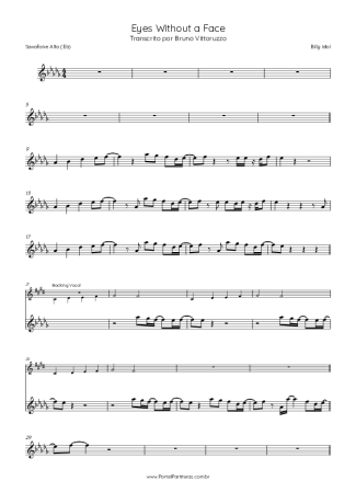 Billy Idol  score for Alto Saxophone