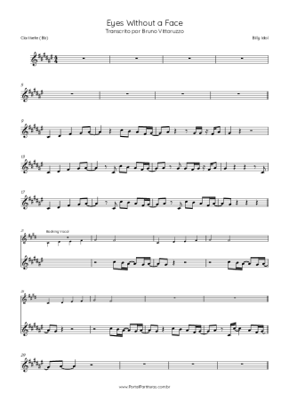 Billy Idol  score for Clarinet (Bb)