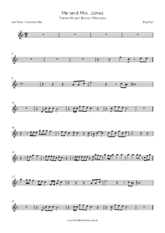 Billy Paul Me And Mrs Jones score for Tenor Saxophone Soprano (Bb)