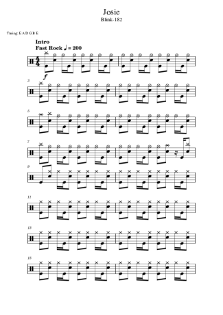 Blink 182 Josie score for Drums