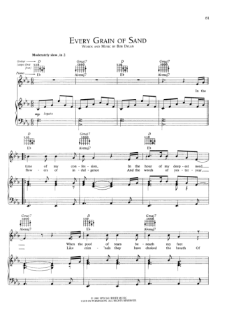 Bob Dylan  score for Piano