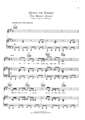 Bob Dylan  score for Piano