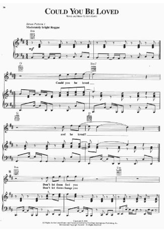 Bob Marley  score for Piano