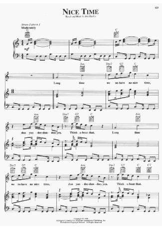 Bob Marley  score for Piano