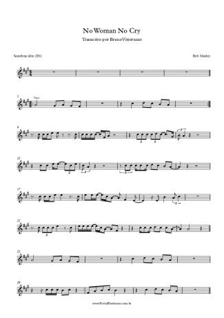 Bob Marley No Woman No Cry score for Alto Saxophone