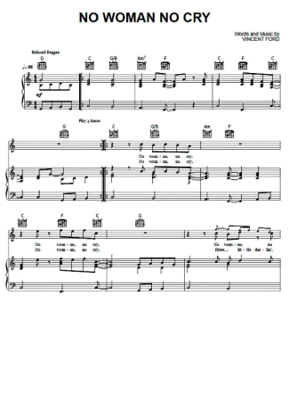 Bob Marley  score for Piano