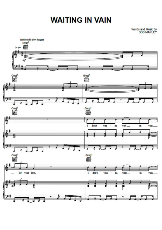 Bob Marley  score for Piano