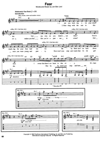 Bon Jovi  score for Guitar