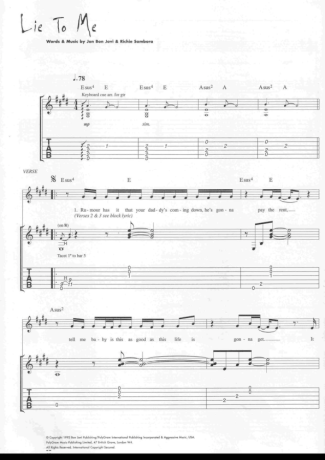 Bon Jovi  score for Guitar