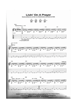 Bon Jovi  score for Guitar