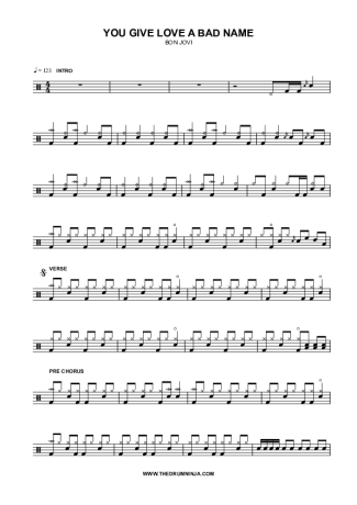 Bon Jovi  score for Drums