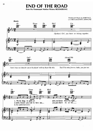 Boyz II Men End Of The Road (V2) score for Piano