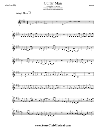 Bread Guitar Man score for Alto Saxophone