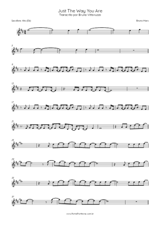 Bruno Mars Just The Way You Are score for Alto Saxophone