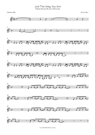 Bruno Mars Just The Way You Are score for Clarinet (Bb)