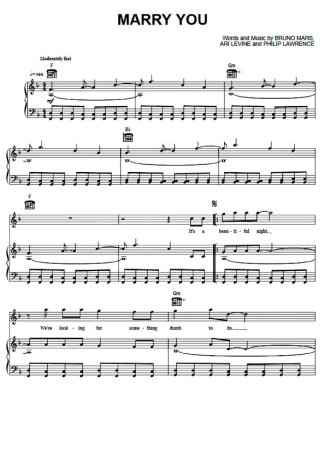 Bruno Mars  score for Piano