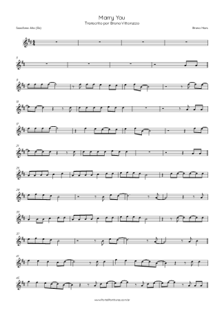 Bruno Mars Marry You score for Alto Saxophone