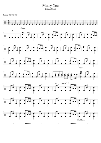 Bruno Mars Marry You score for Drums