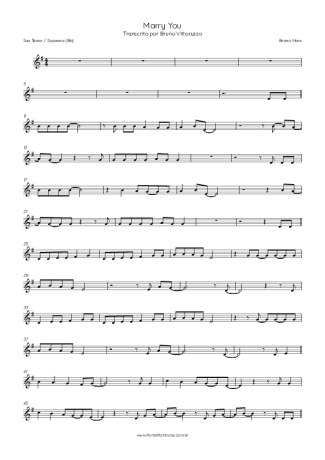 Bruno Mars Marry You score for Tenor Saxophone Soprano (Bb)